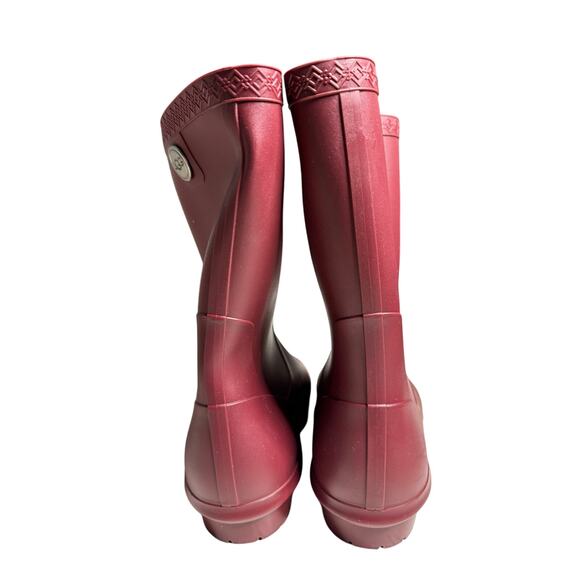 Women’s UGG Red Rubber Rain Boots Sz 9 with Lamb Fur Soles New - Picture 6 of 9